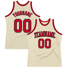 Load image into Gallery viewer, Custom Cream Red-Black Authentic Throwback Basketball Jersey