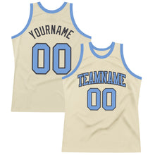 Load image into Gallery viewer, Custom Cream Light Blue-Steel Gray Authentic Throwback Basketball Jersey