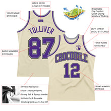 Load image into Gallery viewer, Custom Cream Purple-Gray Authentic Throwback Basketball Jersey