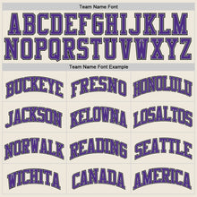 Load image into Gallery viewer, Custom Cream Purple-Gray Authentic Throwback Basketball Jersey