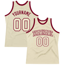 Load image into Gallery viewer, Custom Cream Cream-Maroon Authentic Throwback Basketball Jersey
