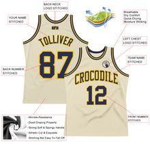 Load image into Gallery viewer, Custom Cream Navy-Gold Authentic Throwback Basketball Jersey