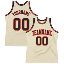 Load image into Gallery viewer, Custom Cream Black-Orange Authentic Throwback Basketball Jersey