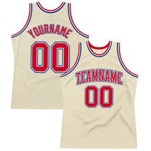 Load image into Gallery viewer, Custom Cream Red-Royal Authentic Throwback Basketball Jersey