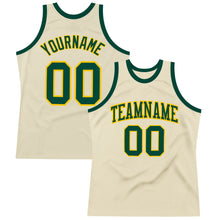 Load image into Gallery viewer, Custom Cream Green-Gold Authentic Throwback Basketball Jersey