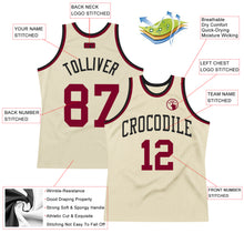 Load image into Gallery viewer, Custom Cream Maroon-Black Authentic Throwback Basketball Jersey