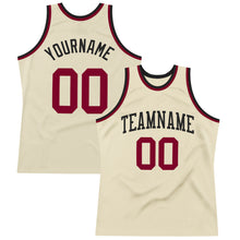 Load image into Gallery viewer, Custom Cream Maroon-Black Authentic Throwback Basketball Jersey