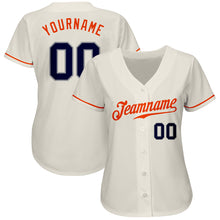 Load image into Gallery viewer, Custom Cream Navy-Orange Authentic Baseball Jersey