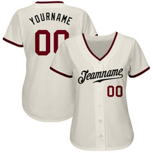Load image into Gallery viewer, Custom Cream Crimson-Black Authentic Baseball Jersey