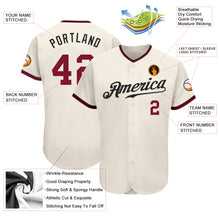 Load image into Gallery viewer, Custom Cream Crimson-Black Authentic Baseball Jersey