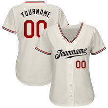 Load image into Gallery viewer, Custom Cream Red-Black Authentic Baseball Jersey