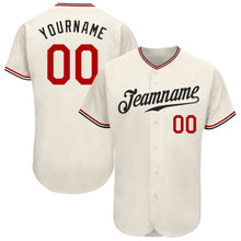 Load image into Gallery viewer, Custom Cream Red-Black Authentic Baseball Jersey