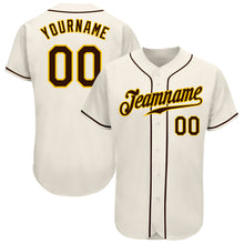 Load image into Gallery viewer, Custom Cream Brown-Gold Authentic Baseball Jersey