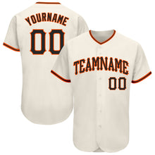 Load image into Gallery viewer, Custom Cream Black-Orange Authentic Baseball Jersey