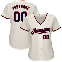 Load image into Gallery viewer, Custom Cream Navy-Red Authentic Baseball Jersey