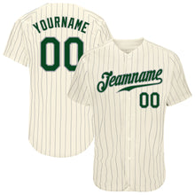 Load image into Gallery viewer, Custom Cream Gray Pinstripe Green-Gray Authentic Baseball Jersey