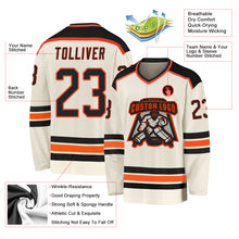 Load image into Gallery viewer, Custom Cream Black-Orange Hockey Jersey