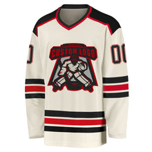Load image into Gallery viewer, Custom Cream Black-Red Hockey Jersey