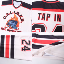 Load image into Gallery viewer, Custom Cream Black-Red Hockey Jersey