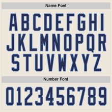 Load image into Gallery viewer, Custom Cream Navy-Light Blue Hockey Jersey
