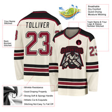 Load image into Gallery viewer, Custom Cream Crimson-Black Hockey Jersey