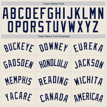 Load image into Gallery viewer, Custom Cream Navy Authentic Baseball Jersey