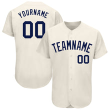 Load image into Gallery viewer, Custom Cream Navy Authentic Baseball Jersey