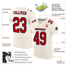 Load image into Gallery viewer, Custom Cream Red-Navy Mesh Authentic Football Jersey