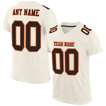 Load image into Gallery viewer, Custom Cream Black-Orange Mesh Authentic Football Jersey