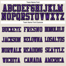 Load image into Gallery viewer, Custom Cream Purple-Black Stitched Cuffed Knit Hat