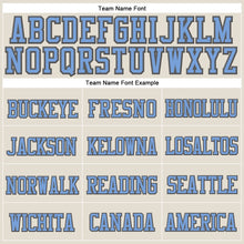 Load image into Gallery viewer, Custom Cream Light Blue-Steel Gray Stitched Cuffed Knit Hat