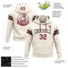 Load image into Gallery viewer, Custom Stitched Cream Crimson-Black Football Pullover Sweatshirt Hoodie