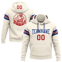 Load image into Gallery viewer, Custom Stitched Cream Red-Royal Football Pullover Sweatshirt Hoodie