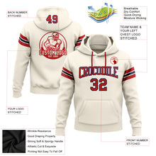 Load image into Gallery viewer, Custom Stitched Cream Red-Navy Football Pullover Sweatshirt Hoodie