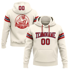 Load image into Gallery viewer, Custom Stitched Cream Red-Navy Football Pullover Sweatshirt Hoodie