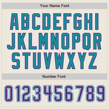 Load image into Gallery viewer, Custom Cream Purple Pinstripe Purple-Teal Authentic Baseball Jersey