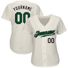 Load image into Gallery viewer, Custom Cream Kelly Green-Black Authentic Baseball Jersey