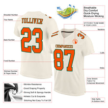 Load image into Gallery viewer, Custom Cream Orange-Kelly Green Mesh Authentic Football Jersey