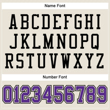 Load image into Gallery viewer, Custom Cream Purple-Black Mesh Authentic Football Jersey