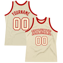 Load image into Gallery viewer, Custom Cream Cream-Red Authentic Throwback Basketball Jersey