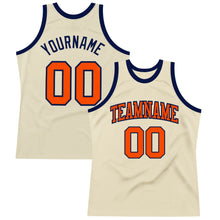 Load image into Gallery viewer, Custom Cream Orange-Navy Authentic Throwback Basketball Jersey