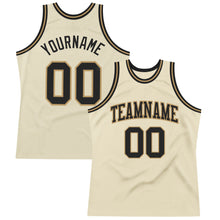 Load image into Gallery viewer, Custom Cream Black-Old Gold Authentic Throwback Basketball Jersey
