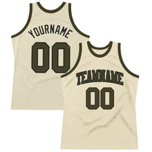 Load image into Gallery viewer, Custom Cream Olive-Black Authentic Throwback Basketball Jersey