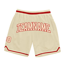 Load image into Gallery viewer, Custom Cream Cream-Red Authentic Throwback Basketball Shorts