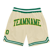 Load image into Gallery viewer, Custom Cream Kelly Green-Gold Authentic Throwback Basketball Shorts