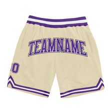 Load image into Gallery viewer, Custom Cream Purple-Black Authentic Throwback Basketball Shorts