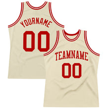 Load image into Gallery viewer, Custom Cream Red-White Authentic Throwback Basketball Jersey