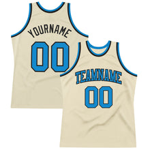 Load image into Gallery viewer, Custom Cream Blue-Black Authentic Throwback Basketball Jersey
