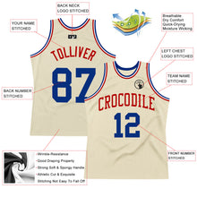 Load image into Gallery viewer, Custom Cream Royal-Red Authentic Throwback Basketball Jersey
