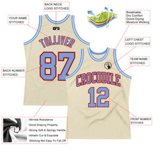 Load image into Gallery viewer, Custom Cream Light Blue-Red Authentic Throwback Basketball Jersey